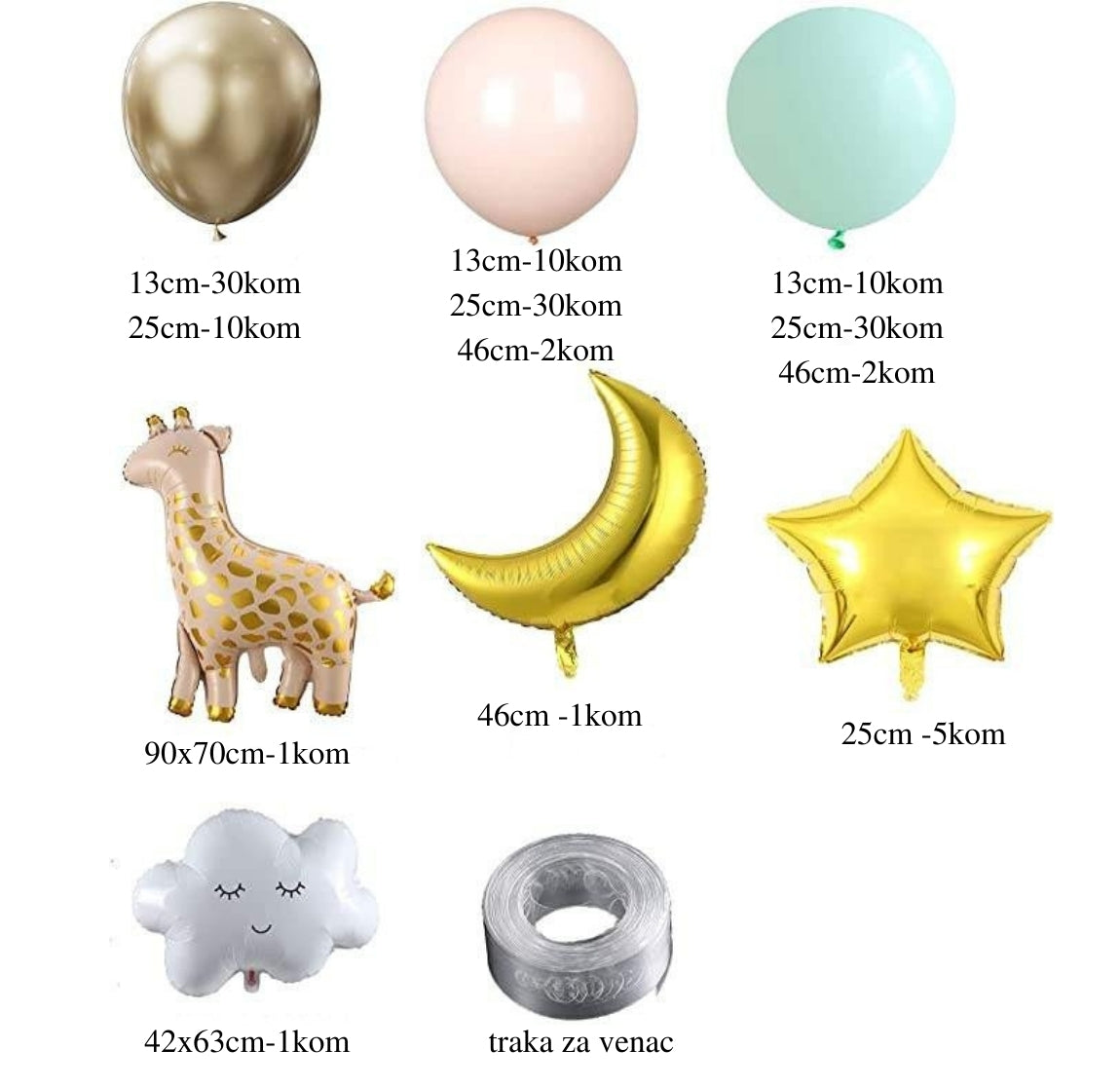 Nežni neutralni set balona