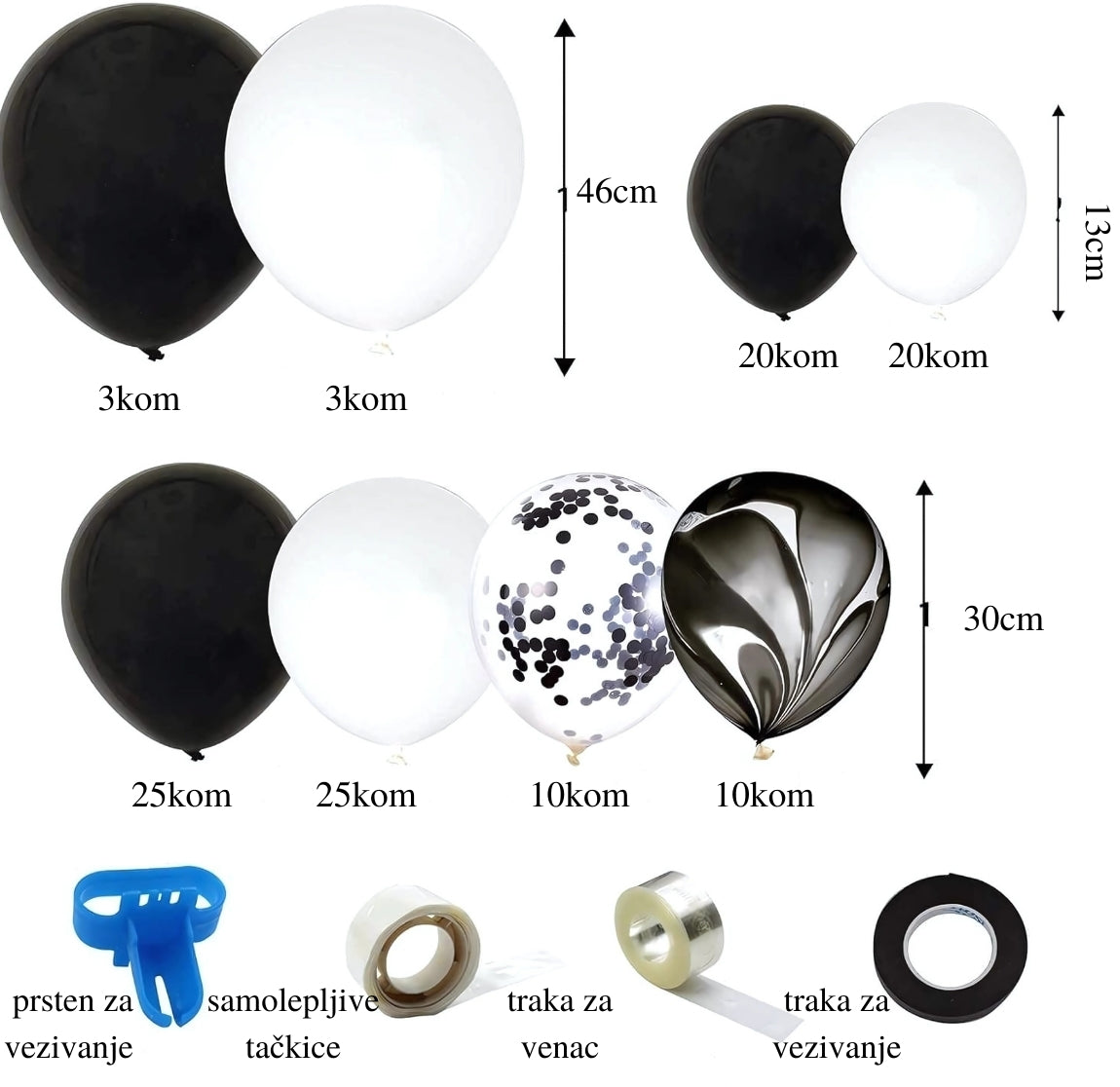 Crno beli set balona
