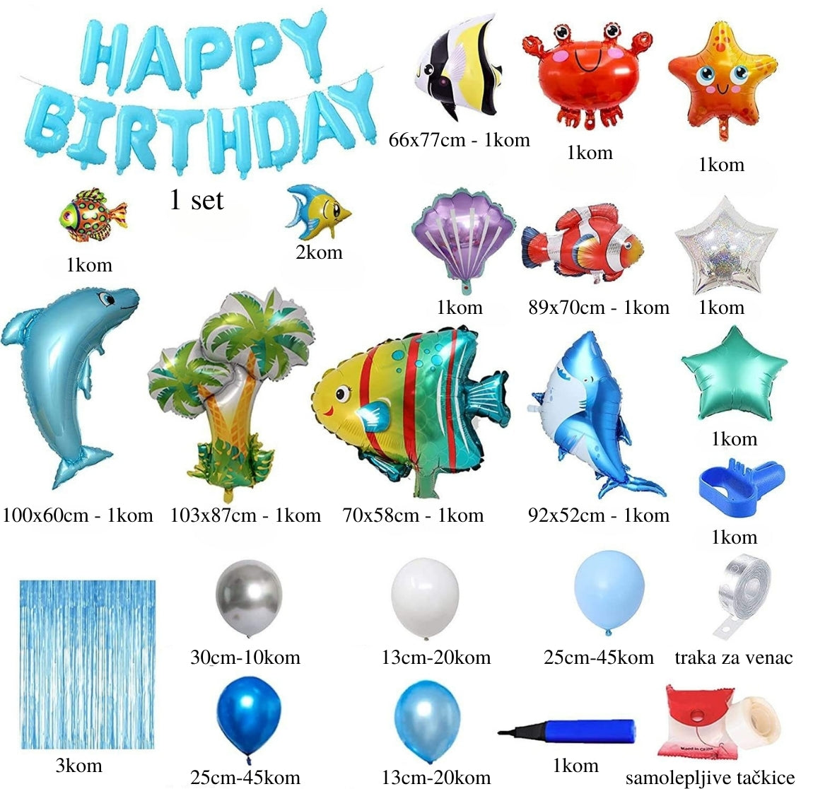 Podvodni svet - veliki set balona