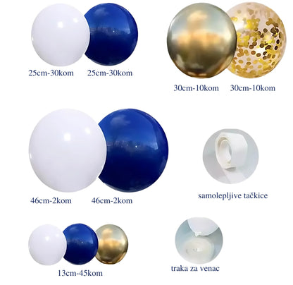 Plavo zlatni set balona