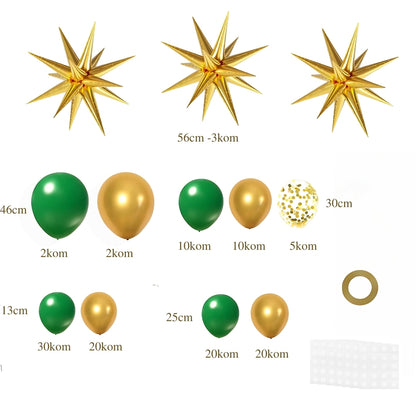 Elegantni zeleno-zlatni set balona