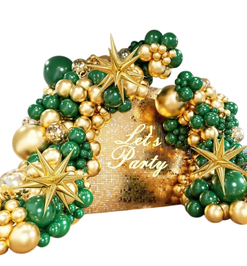 Elegantni zeleno-zlatni set balona