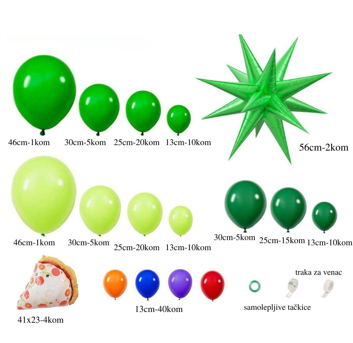 Zeleni pizza set balona