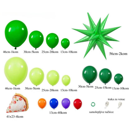 Zeleni pizza set balona