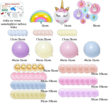 Nežni jednorog set balona