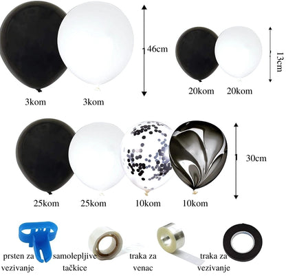 Crno beli set balona