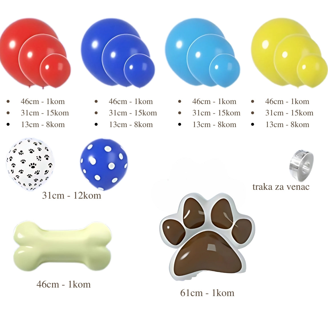 Šape set balona - plavi